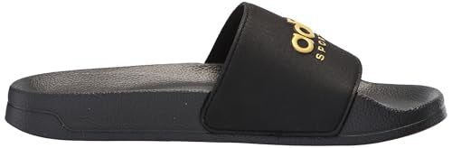 adidas Unisex Adilette Shower Slides Sandal, Black/Black/Matte Gold, 8 US Men