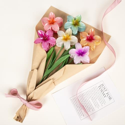 6 Pcs Flower Hair Claw Clips - Hawaiian Hair Clips for Women, Summer Beach Essentials Hair Accessories