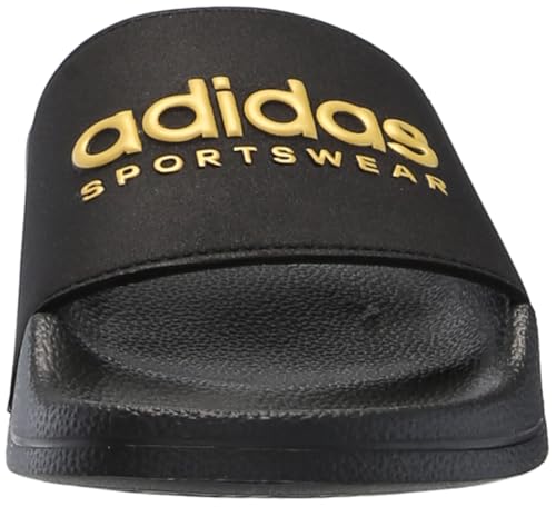 adidas Unisex Adilette Shower Slides Sandal, Black/Black/Matte Gold, 8 US Men