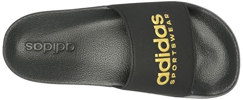 adidas Unisex Adilette Shower Slides Sandal, Black/Black/Matte Gold, 8 US Men