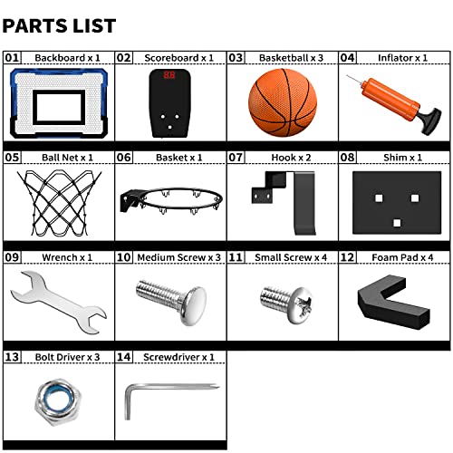 QDRAGON Indoor Basketball Hoop for Kids, Over The Door Basketball Hoops, Mini Hoop with Scoreboard & 3 Balls, Basketball Toys Gifts for 5 6 7 8 9 10 11 12 Year Old Boys Girls Teens