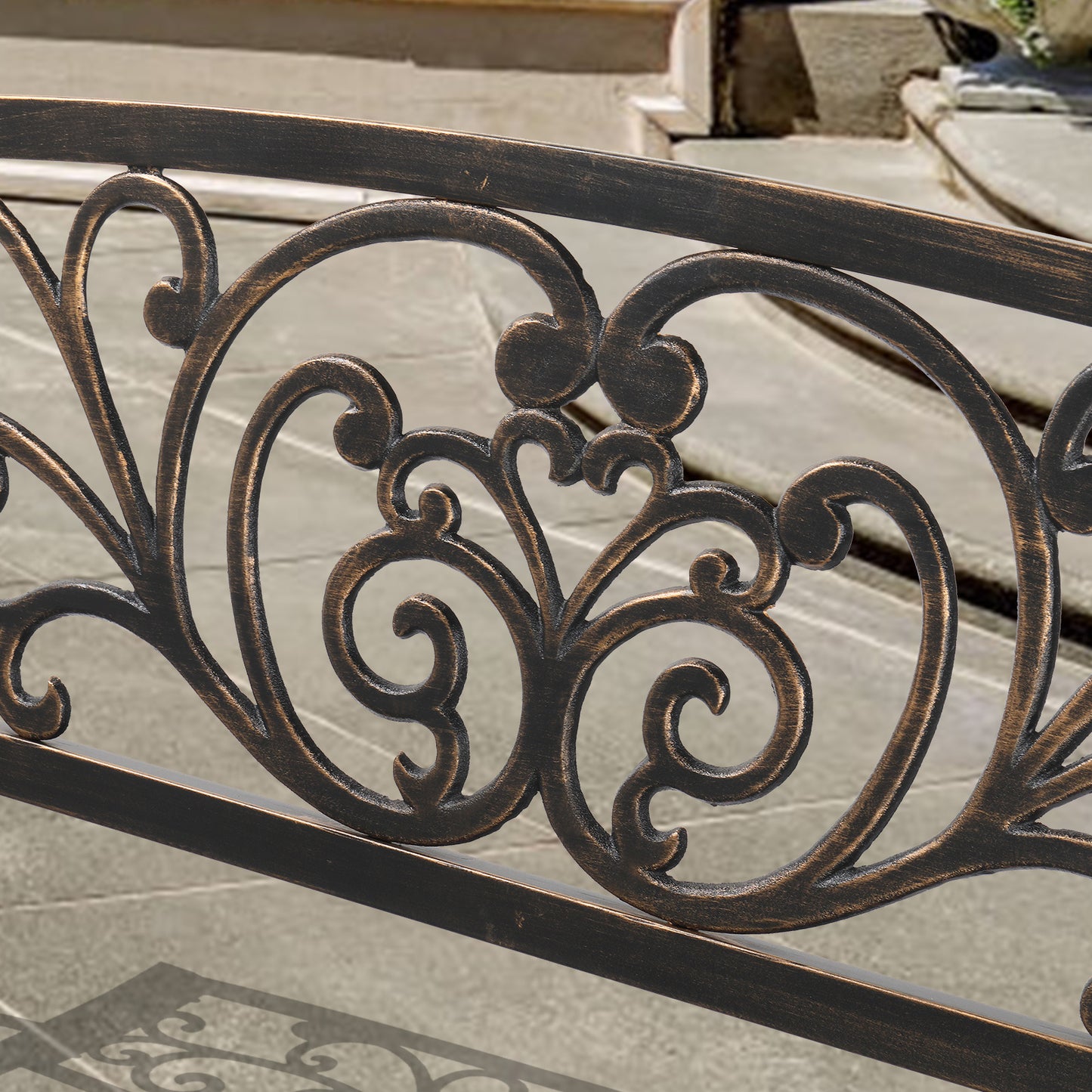 Antique Bronze Iron Butterfly Back Bench with Crossed Legs, 50"