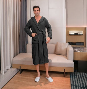 Conjunto de bata de terciopelo de fibra para hombre