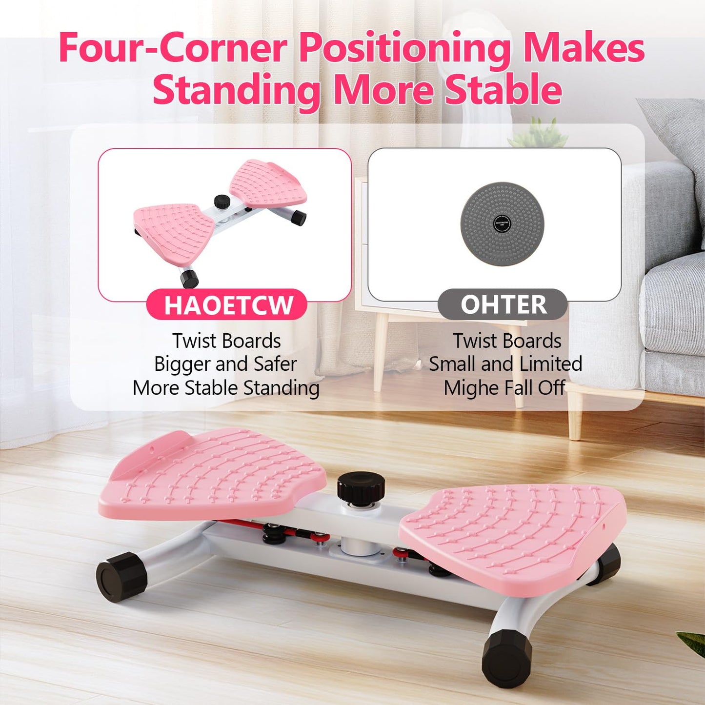 Haoetcw Waist Twisting Machine & Ab Twister Machine - 300 lbs Noiseless Waist Twister Board for Core Exercise, Home Gym Fitness Equipment with Resistance Bands (Women/Men)