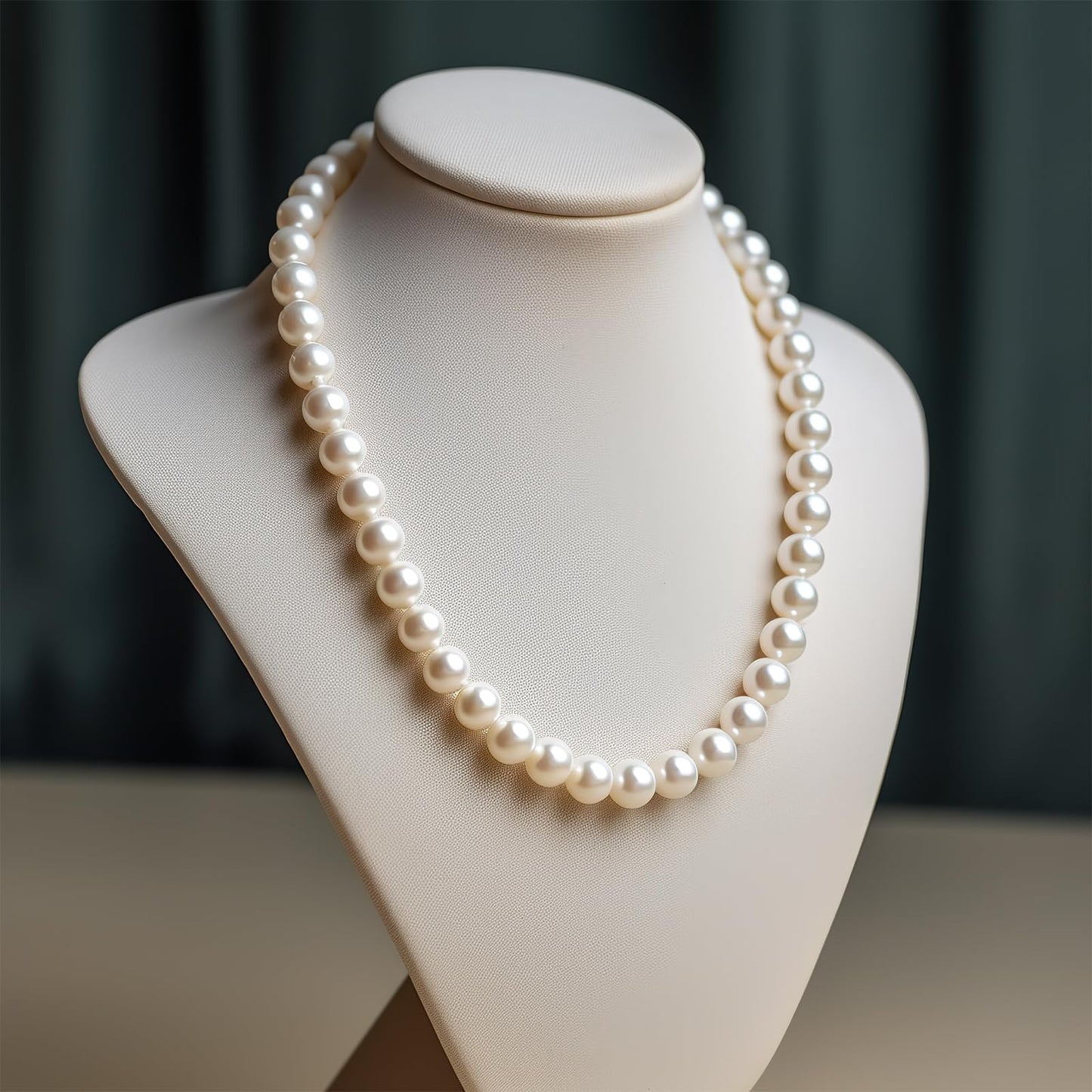 AOOVOO Pearl Necklace and Earring Set, 18 Inch Pearl Necklace for Women, 8mm Round Shell Pearl Set
