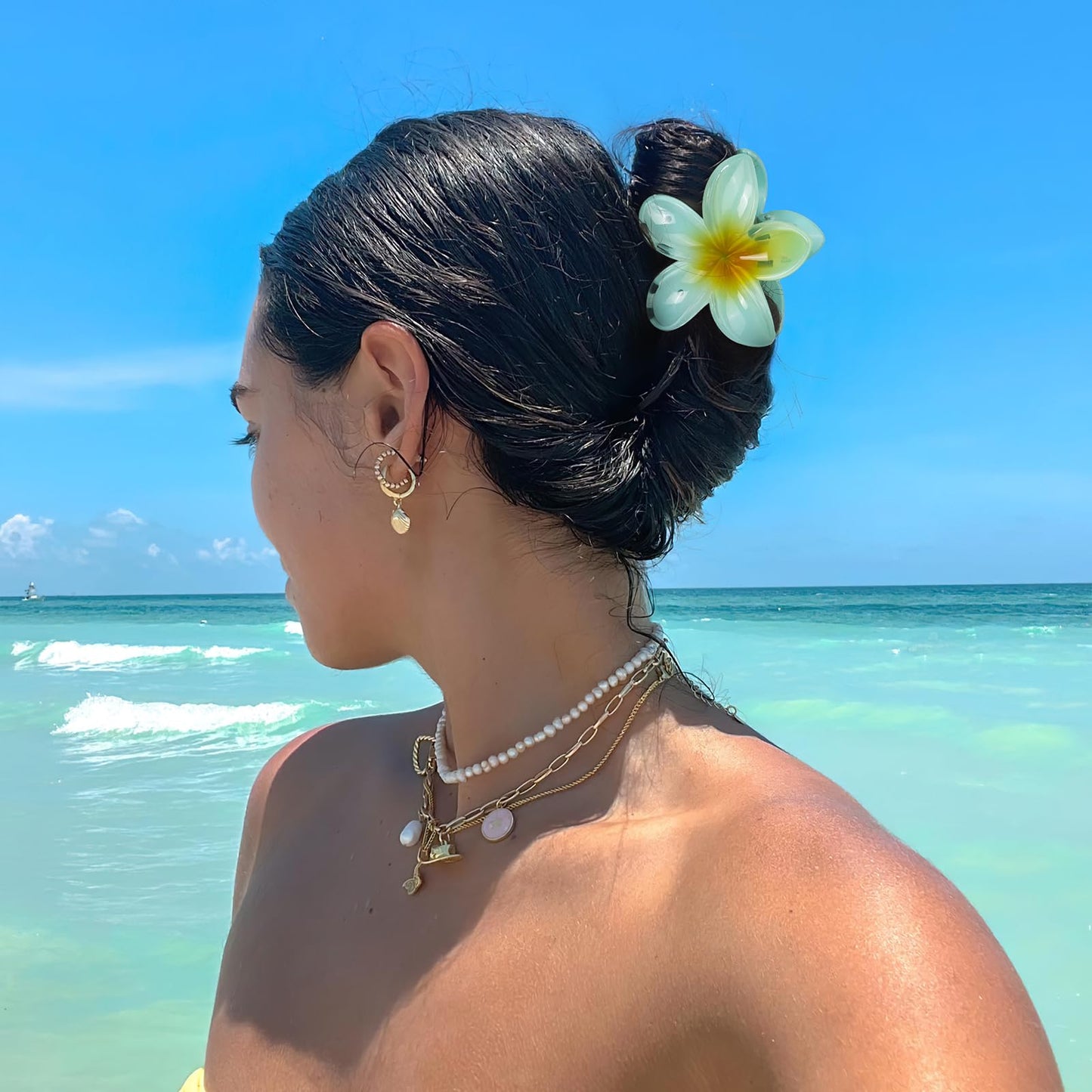 6 Pcs Flower Hair Claw Clips - Hawaiian Hair Clips for Women, Summer Beach Essentials Hair Accessories