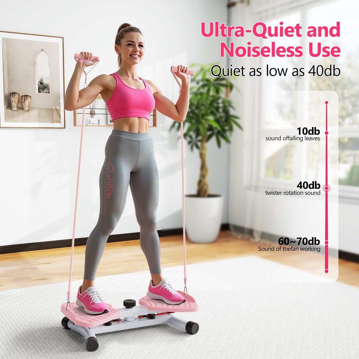 Haoetcw Waist Twisting Machine & Ab Twister Machine - 300 lbs Noiseless Waist Twister Board for Core Exercise, Home Gym Fitness Equipment with Resistance Bands (Women/Men)