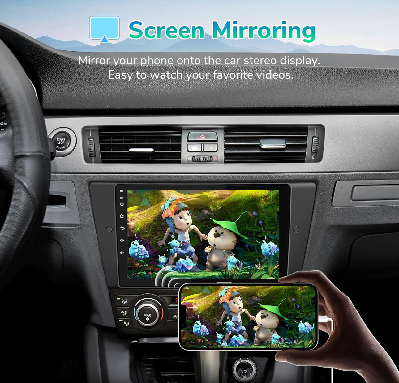 Eonon 9 Inch CarPlay Car Stereo for BMW 3 Series 2005-2011 (E90/E91/E92/E93), Android Auto Touchscreen Car Stereo, Bluetooth, AM/FM, SWC, 2G+32G-E90A13