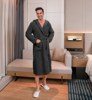 Conjunto de bata de terciopelo de fibra para hombre