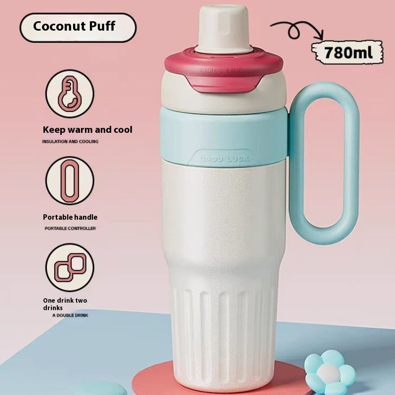 780ml Gradient Thermal Tumbler with Lid & Straw – Stainless Steel, Double-Wall, Large Capacity