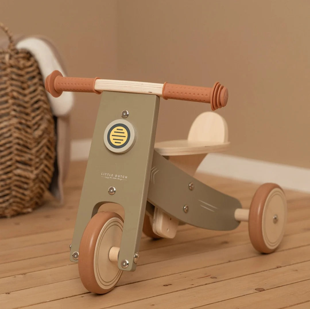 Wooden Tricycle Kids Balance Ride On Toy with Three Wheels