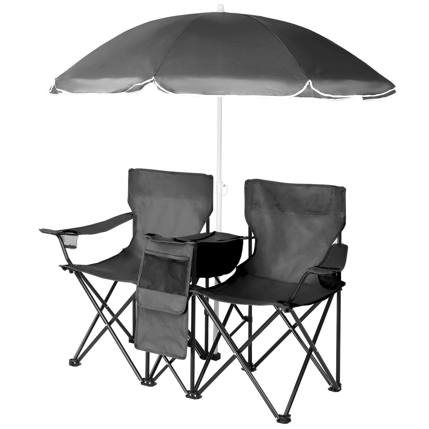 Black Fishing Chair Iron Bracket Oxford Cloth 85kg With Sunshade