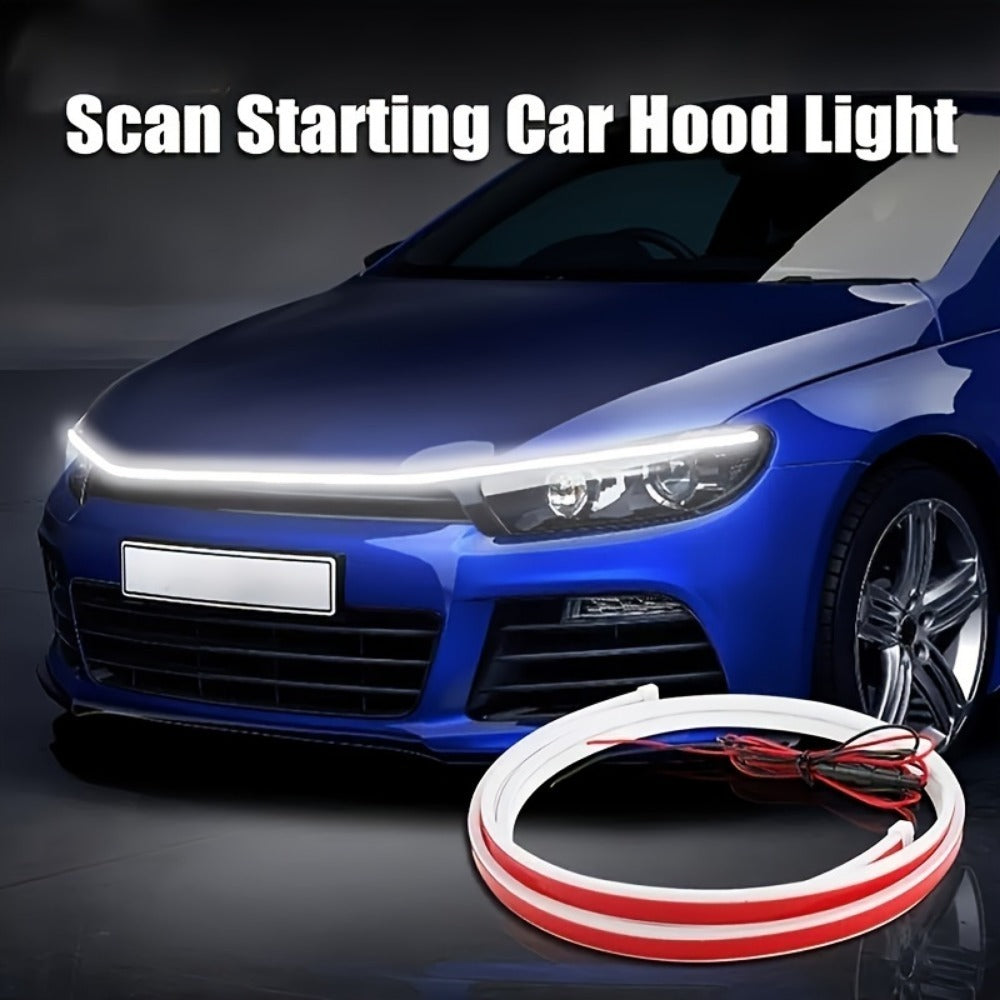 Upgrade Your Vehicle With A Universal 12V, 10W Start-Scan Car LED Hood Light White 70In Dynamic Daytime Running Light