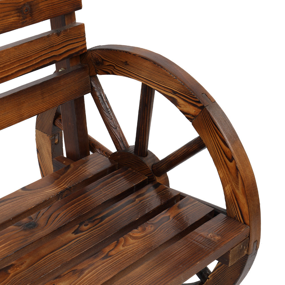 41.5-inch Carbonized Cedar With Wooden Wheel Bench