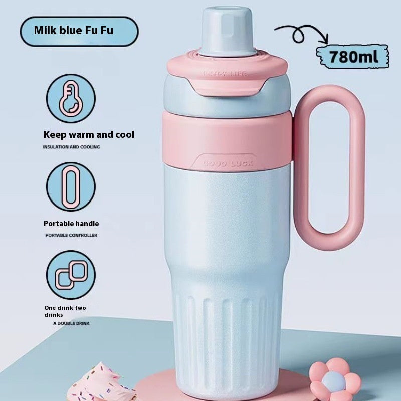 780ml Gradient Thermal Tumbler with Lid &amp; Straw – Stainless Steel, Double-Wall, Large Capacity