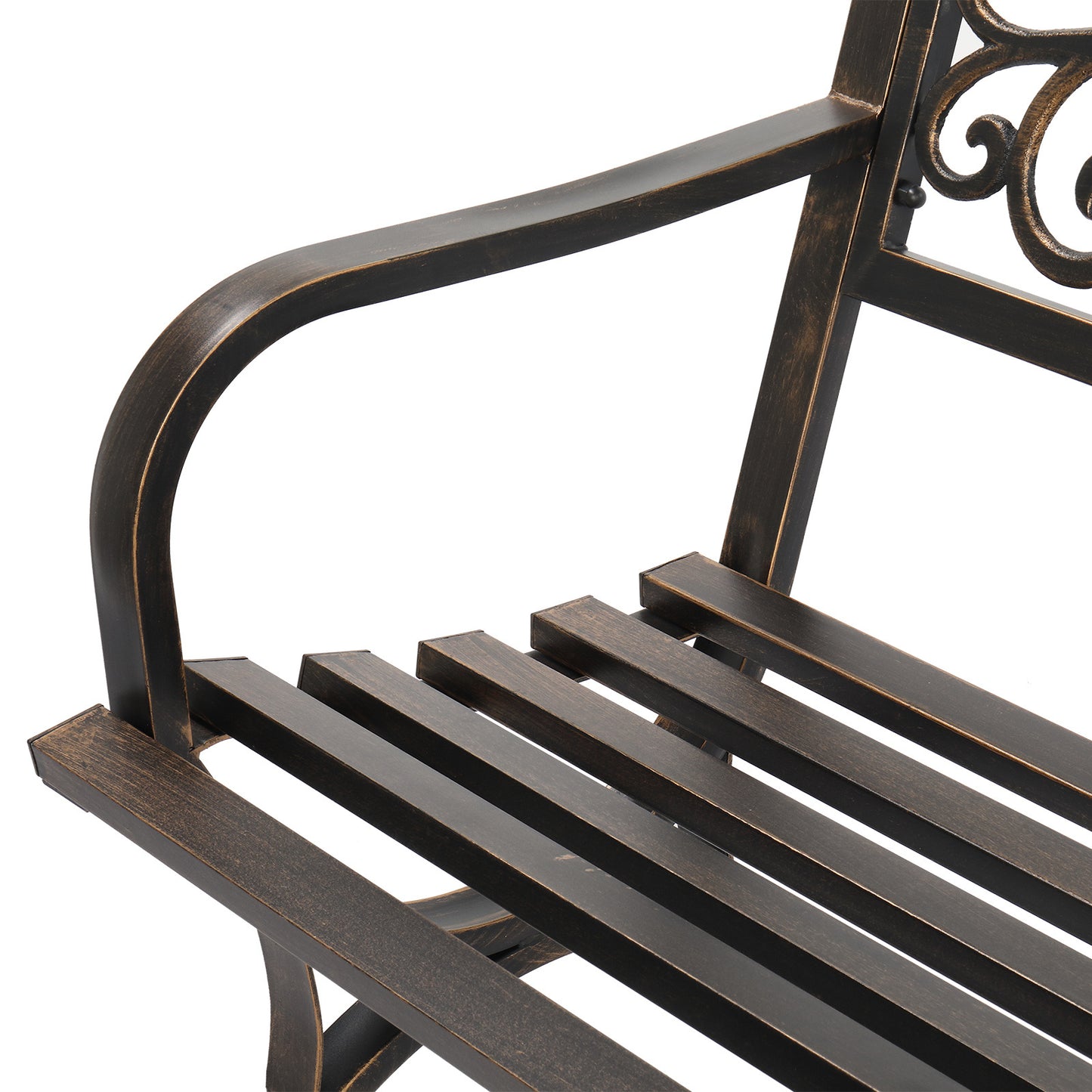 Antique Bronze Iron Butterfly Back Bench with Crossed Legs, 50"
