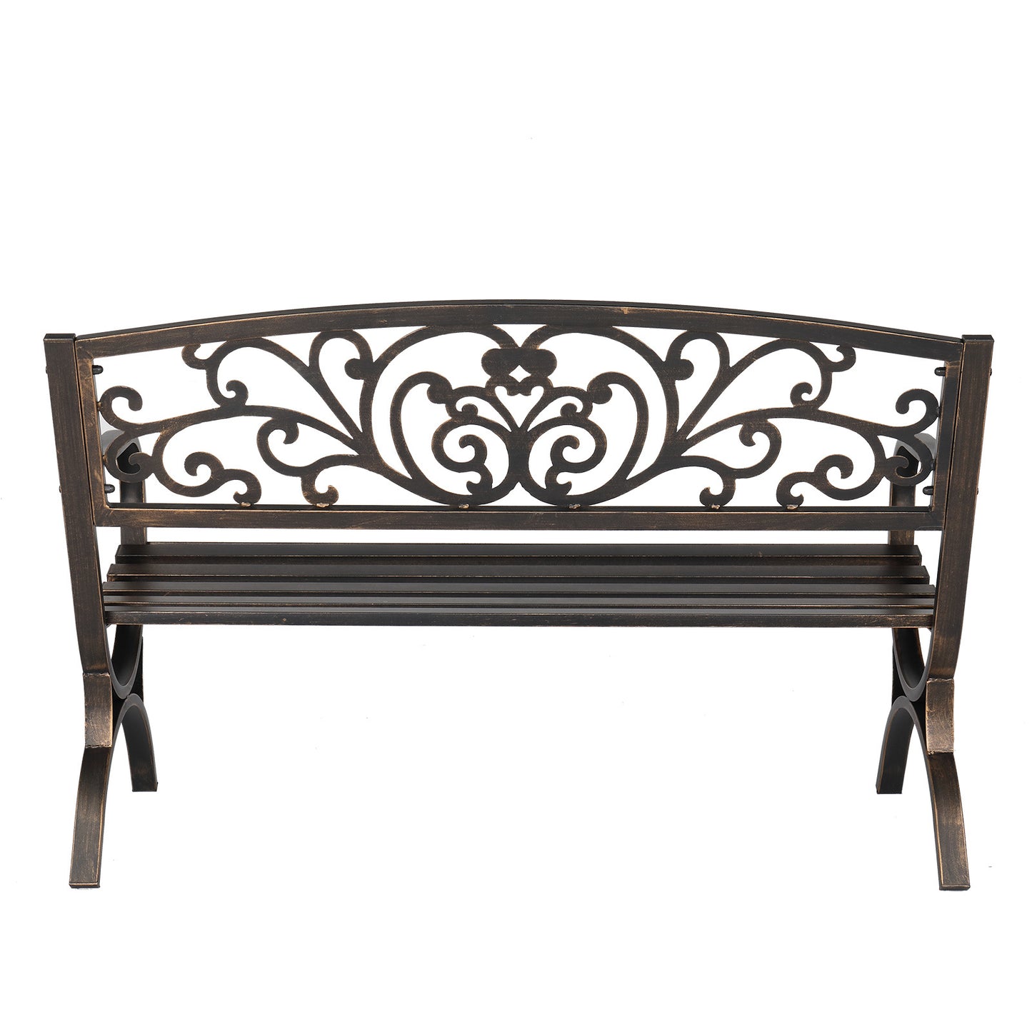Antique Bronze Iron Butterfly Back Bench with Crossed Legs, 50"