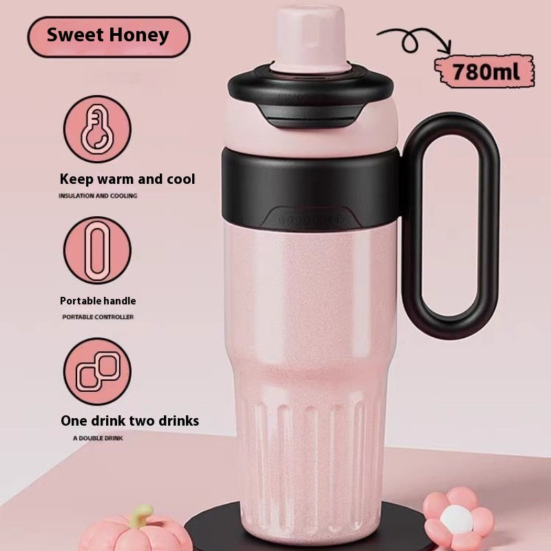 780ml Gradient Thermal Tumbler with Lid &amp; Straw – Stainless Steel, Double-Wall, Large Capacity
