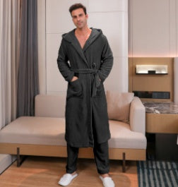 Conjunto de bata de terciopelo de fibra para hombre