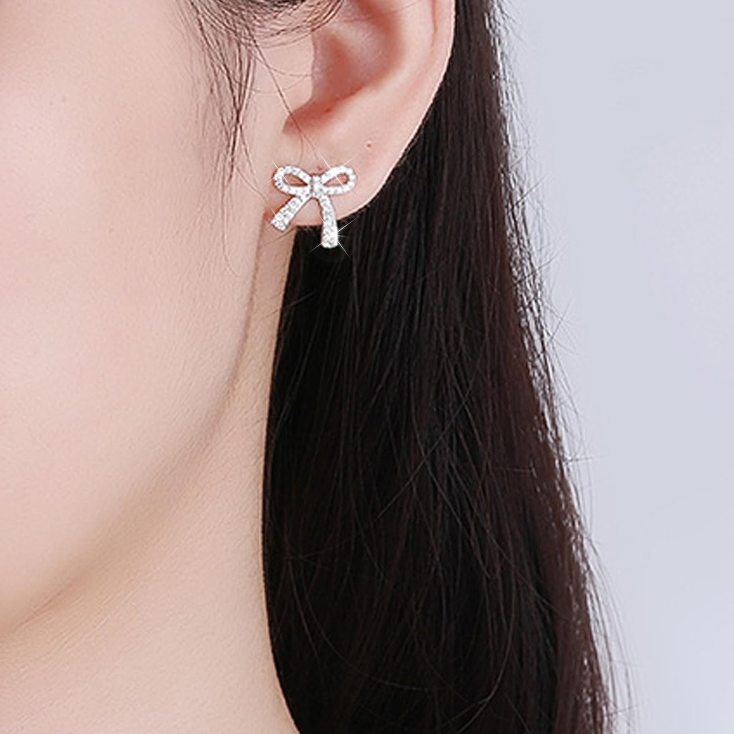 Silver Bow Earrings for Women Trendy Sparkly Rhinestone Chain Tassel Earrings Bow Pearl Dangle Earrings Prom Wedding Party Dress Jewerly Gifts