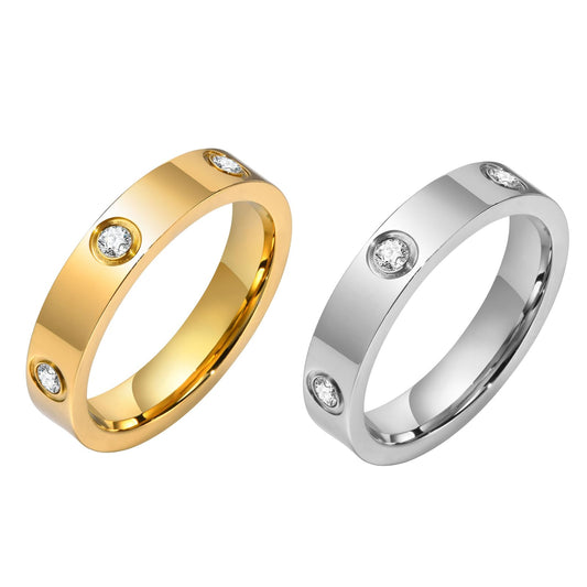 MPRAINBOW Gold Rings for Women - 18K Gold Plated Stainless Steel Cubic Zirconia FriendshipBand Wedding Party Trendy Jewelry,Christmas Birthday Gifts for Her Mom Girlfriend