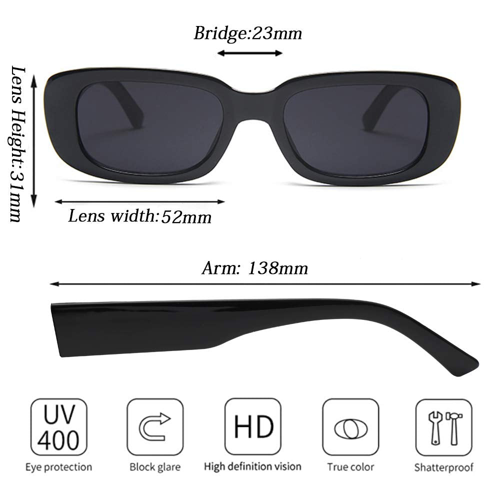 Tskestvy 4 Pieces Retro Vintage Sunglasses Small Square Rectangle 90s Glasses Trendy Y2K for Women Aesthetic Accessories (A)