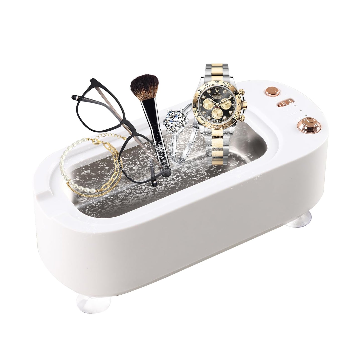 "Professional 48KHz Ultrasonic Jewelry Cleaner Machine with Digital Timer & 304 Stainless Steel Tank – for Jewelry, Dentures, Eyeglasses, Rings, Coins, Medals, Watch Straps & Hygiene Items"