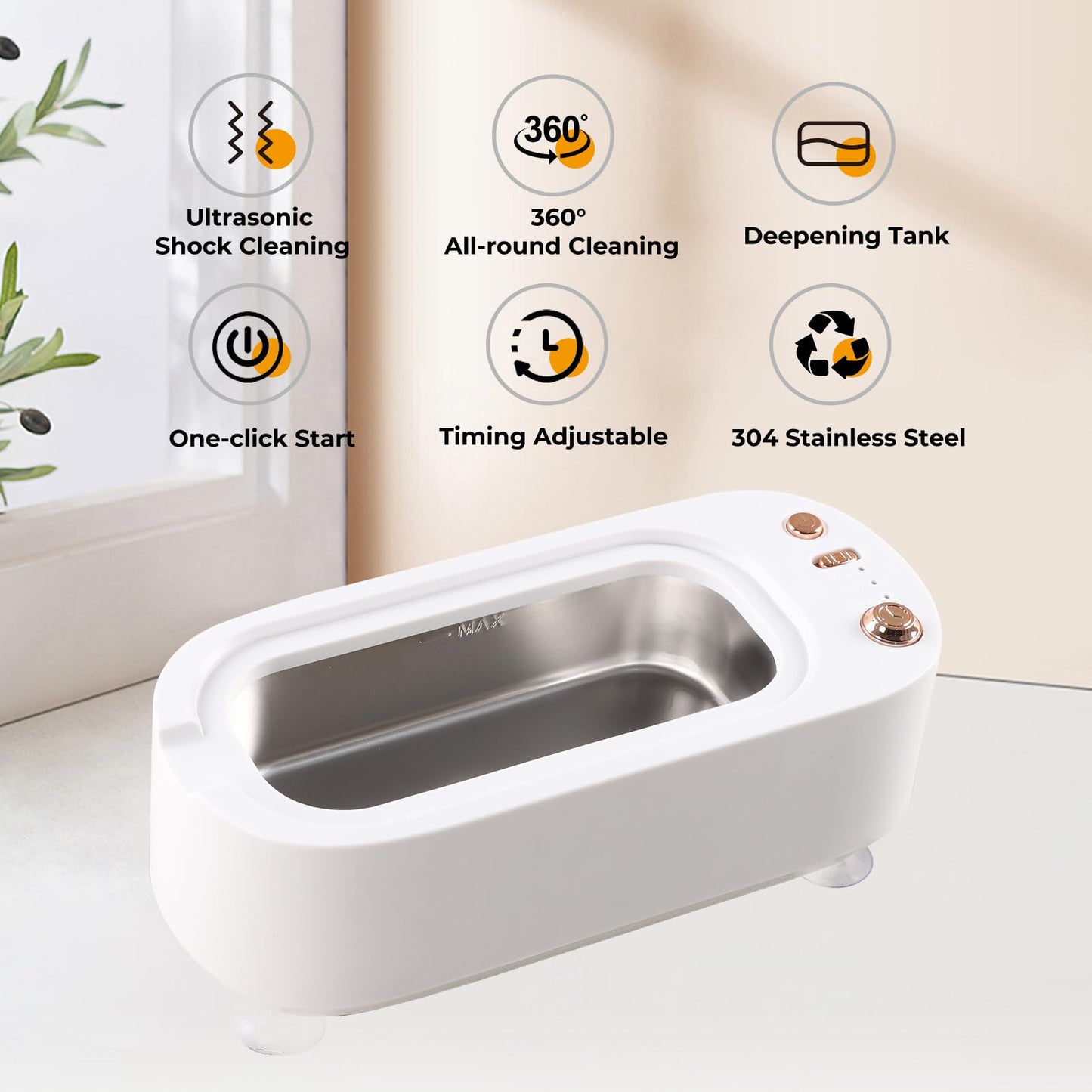 "Professional 48KHz Ultrasonic Jewelry Cleaner Machine with Digital Timer & 304 Stainless Steel Tank – for Jewelry, Dentures, Eyeglasses, Rings, Coins, Medals, Watch Straps & Hygiene Items"