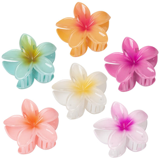 6 Pcs Flower Hair Claw Clips - Hawaiian Hair Clips for Women, Summer Beach Essentials Hair Accessories