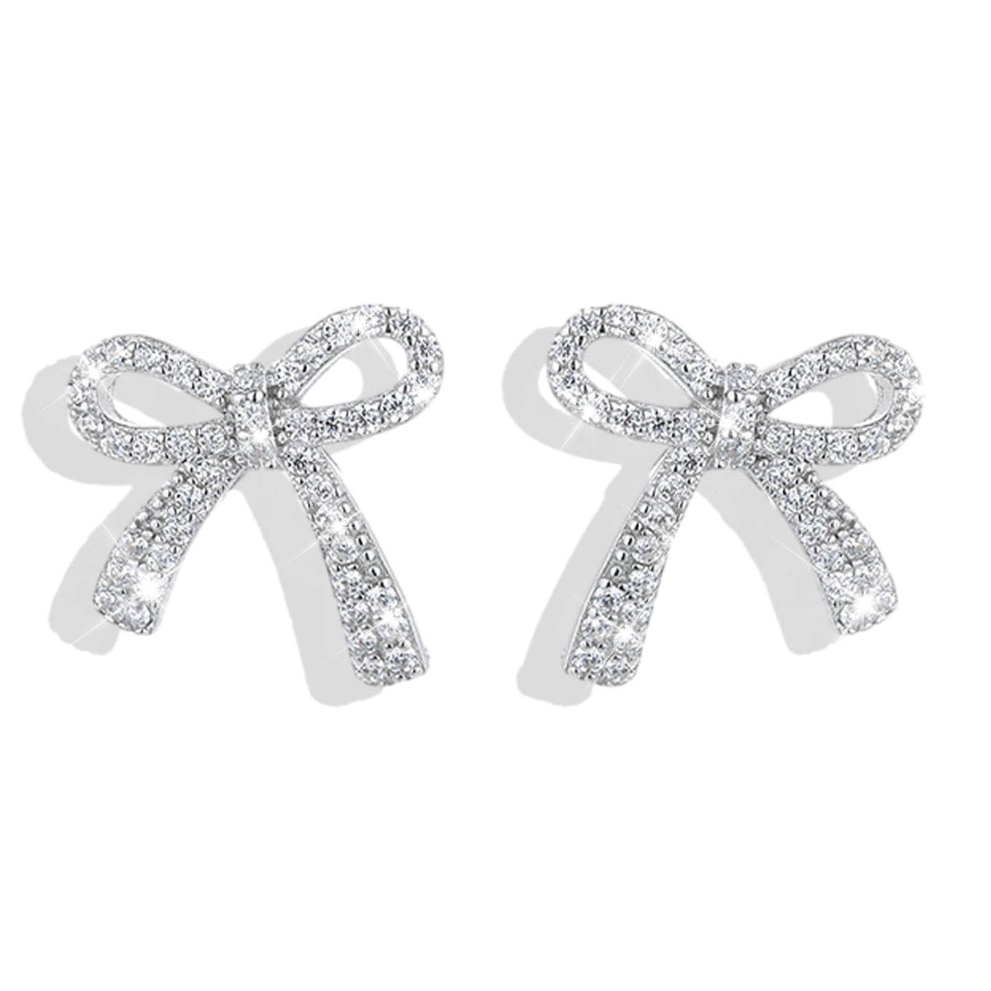 Silver Bow Earrings for Women Trendy Sparkly Rhinestone Chain Tassel Earrings Bow Pearl Dangle Earrings Prom Wedding Party Dress Jewerly Gifts