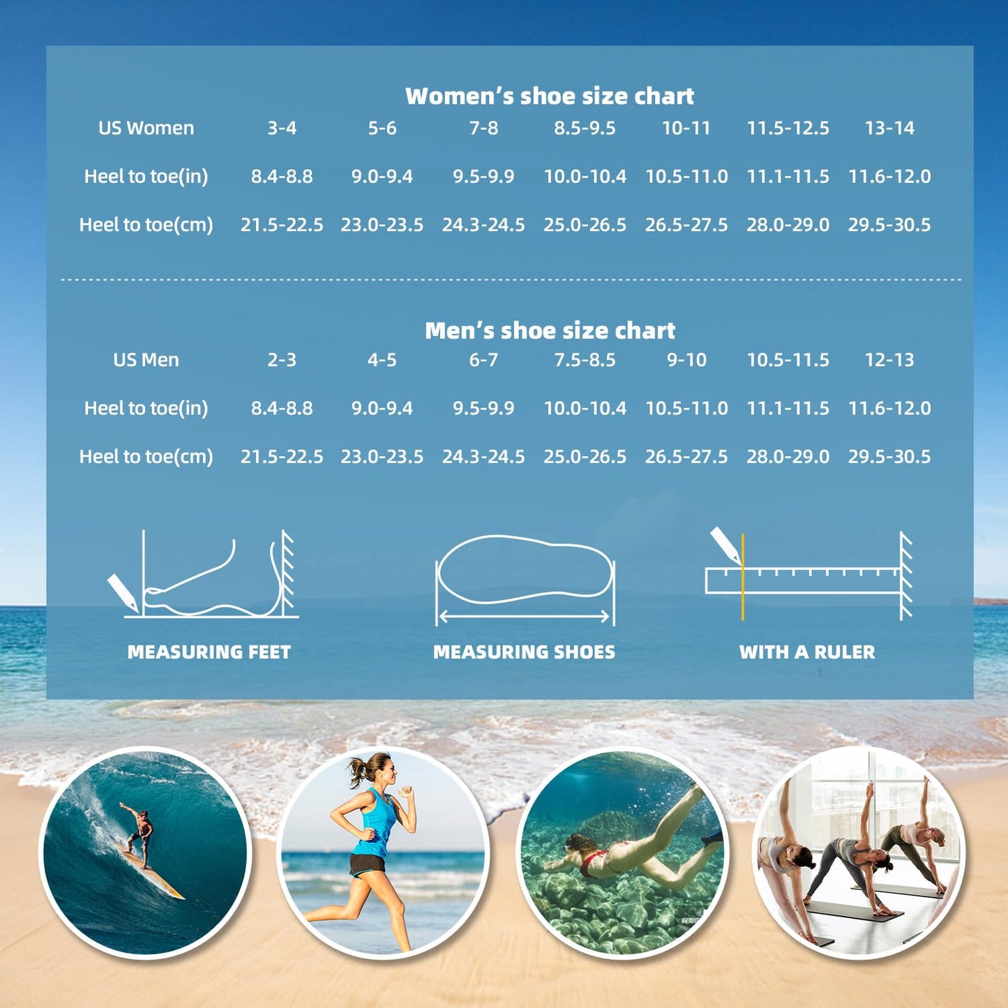 Water Shoes for Women Men Cruise Ship Essentials Accessories Beach Camping Gear Swim Item Supplies Must Haves Pool Gear Summer Adult Youth Size 10-11 Women/9-10 Men