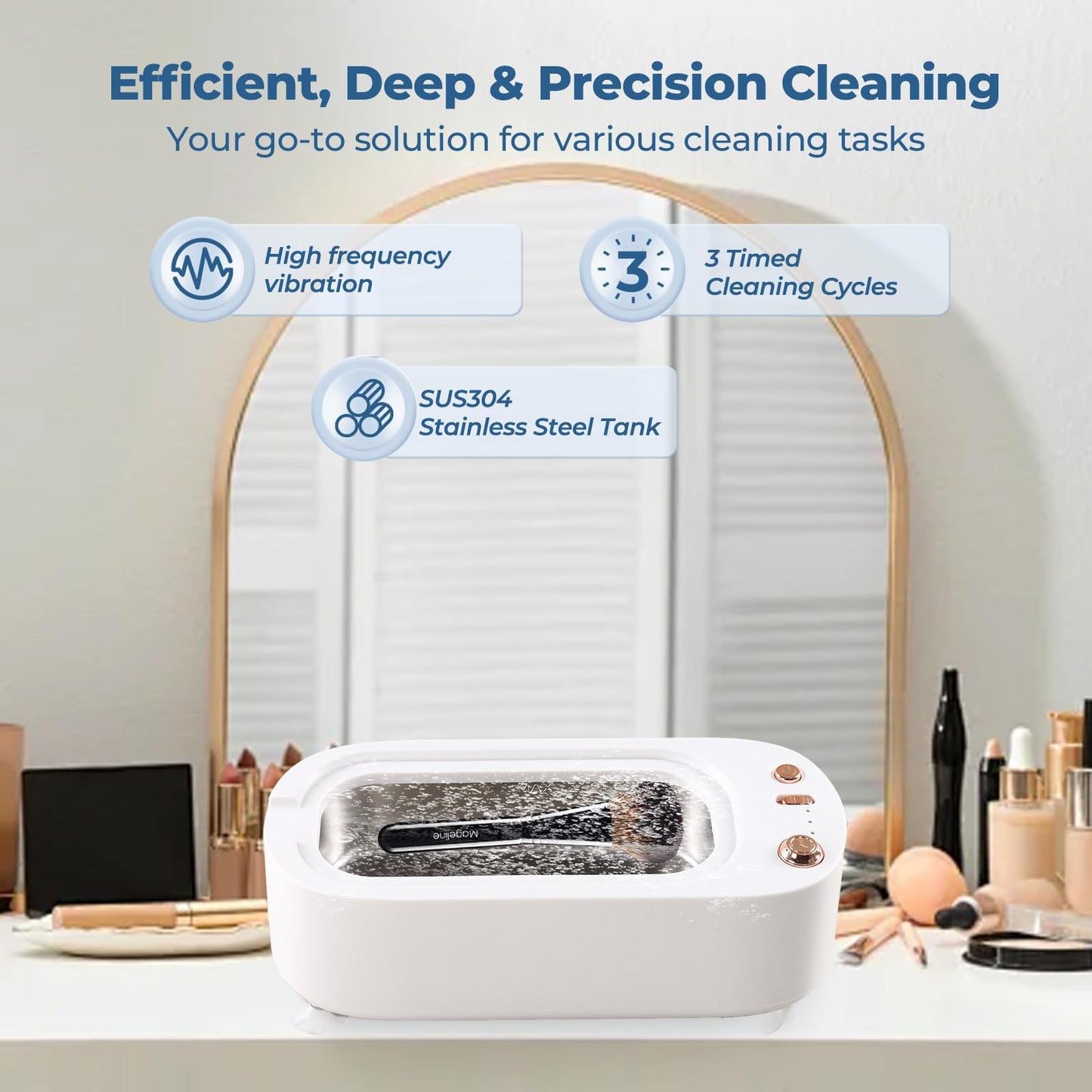 "Professional 48KHz Ultrasonic Jewelry Cleaner Machine with Digital Timer & 304 Stainless Steel Tank – for Jewelry, Dentures, Eyeglasses, Rings, Coins, Medals, Watch Straps & Hygiene Items"