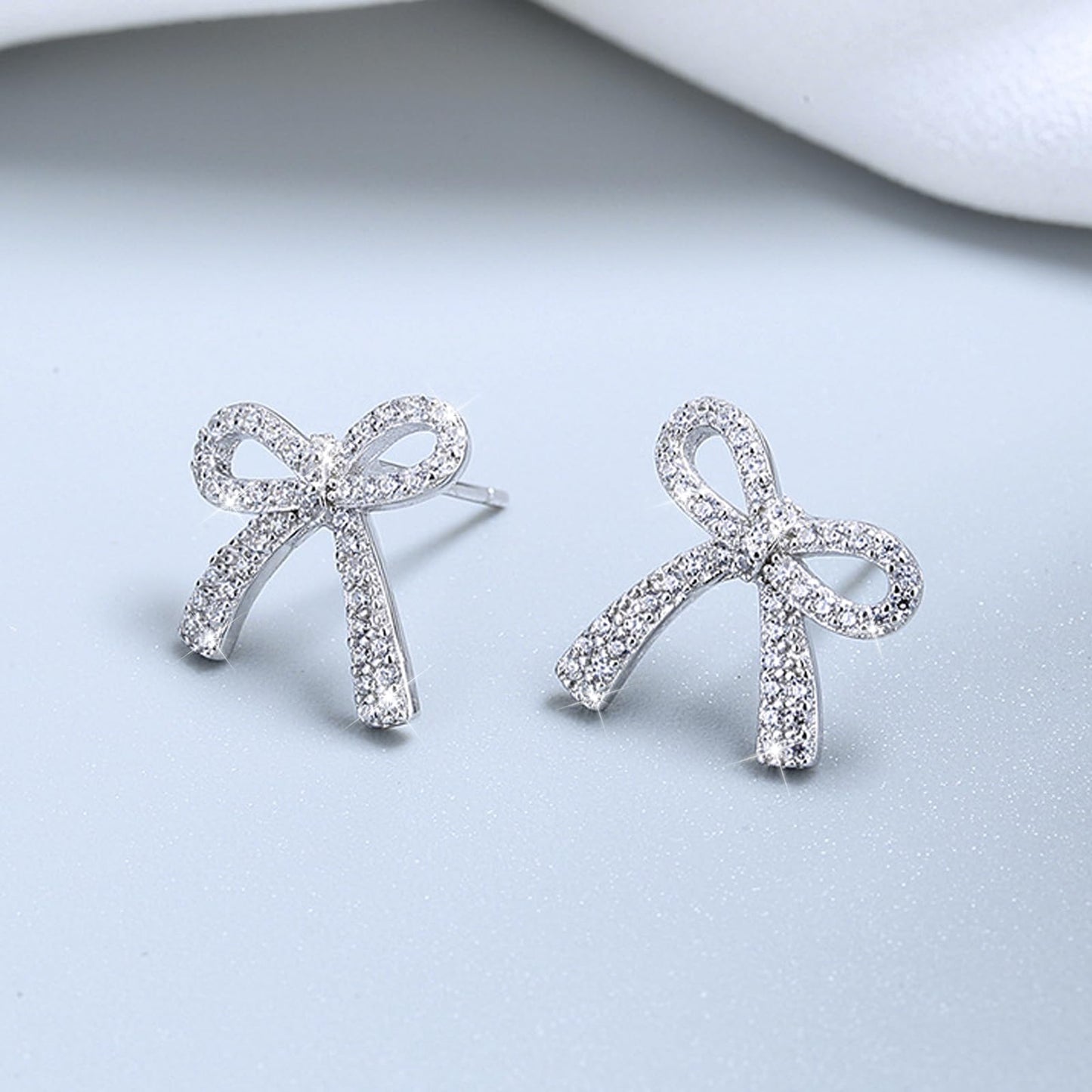 Silver Bow Earrings for Women Trendy Sparkly Rhinestone Chain Tassel Earrings Bow Pearl Dangle Earrings Prom Wedding Party Dress Jewerly Gifts