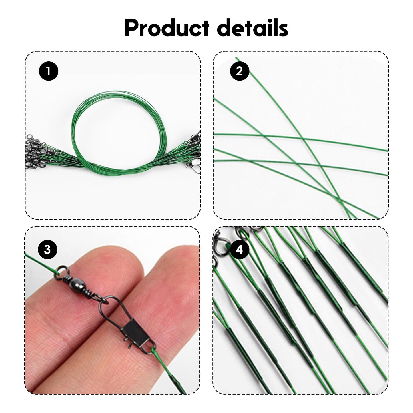 Anti-Bite Steel Fishing Leaders with Swivel and Lead Core Wire for Fishing Accessories