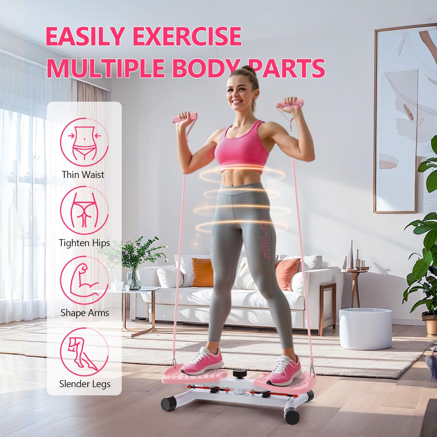Haoetcw Waist Twisting Machine & Ab Twister Machine - 300 lbs Noiseless Waist Twister Board for Core Exercise, Home Gym Fitness Equipment with Resistance Bands (Women/Men)