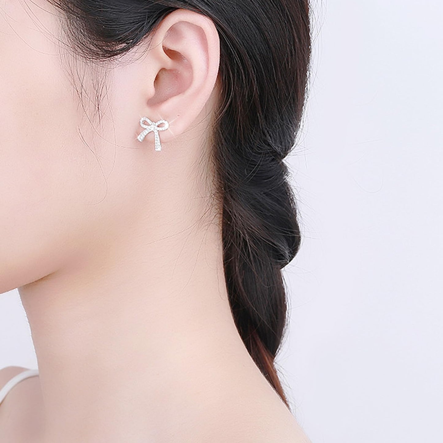 Silver Bow Earrings for Women Trendy Sparkly Rhinestone Chain Tassel Earrings Bow Pearl Dangle Earrings Prom Wedding Party Dress Jewerly Gifts