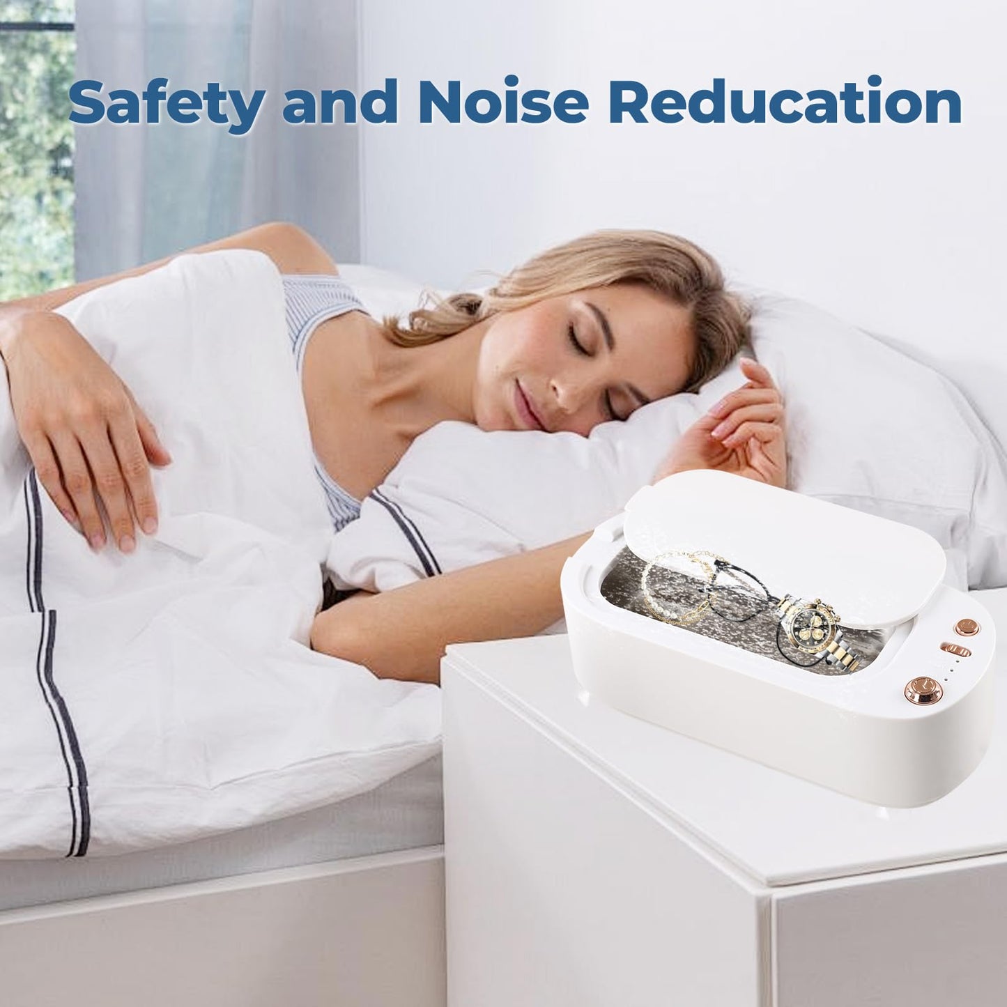 "Professional 48KHz Ultrasonic Jewelry Cleaner Machine with Digital Timer & 304 Stainless Steel Tank – for Jewelry, Dentures, Eyeglasses, Rings, Coins, Medals, Watch Straps & Hygiene Items"