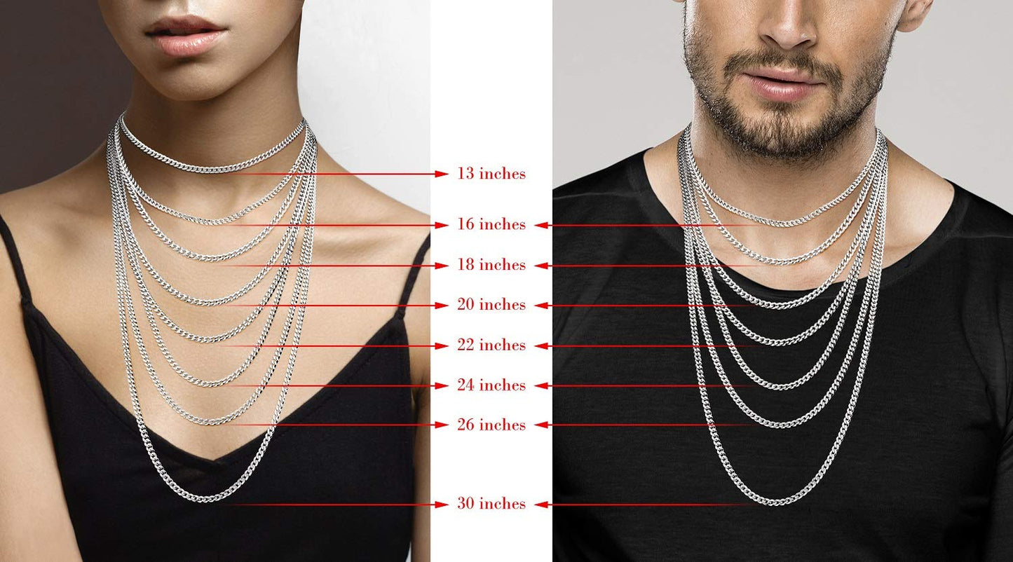 Miabella Italian Solid 925 Sterling Silver 3.5mm Diamond Cut Cuban Link Curb Chain Necklace for Women Men, Made in Italy (Length 22 Inch)