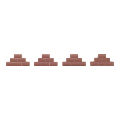 Four stacks of brown bricks on a white background