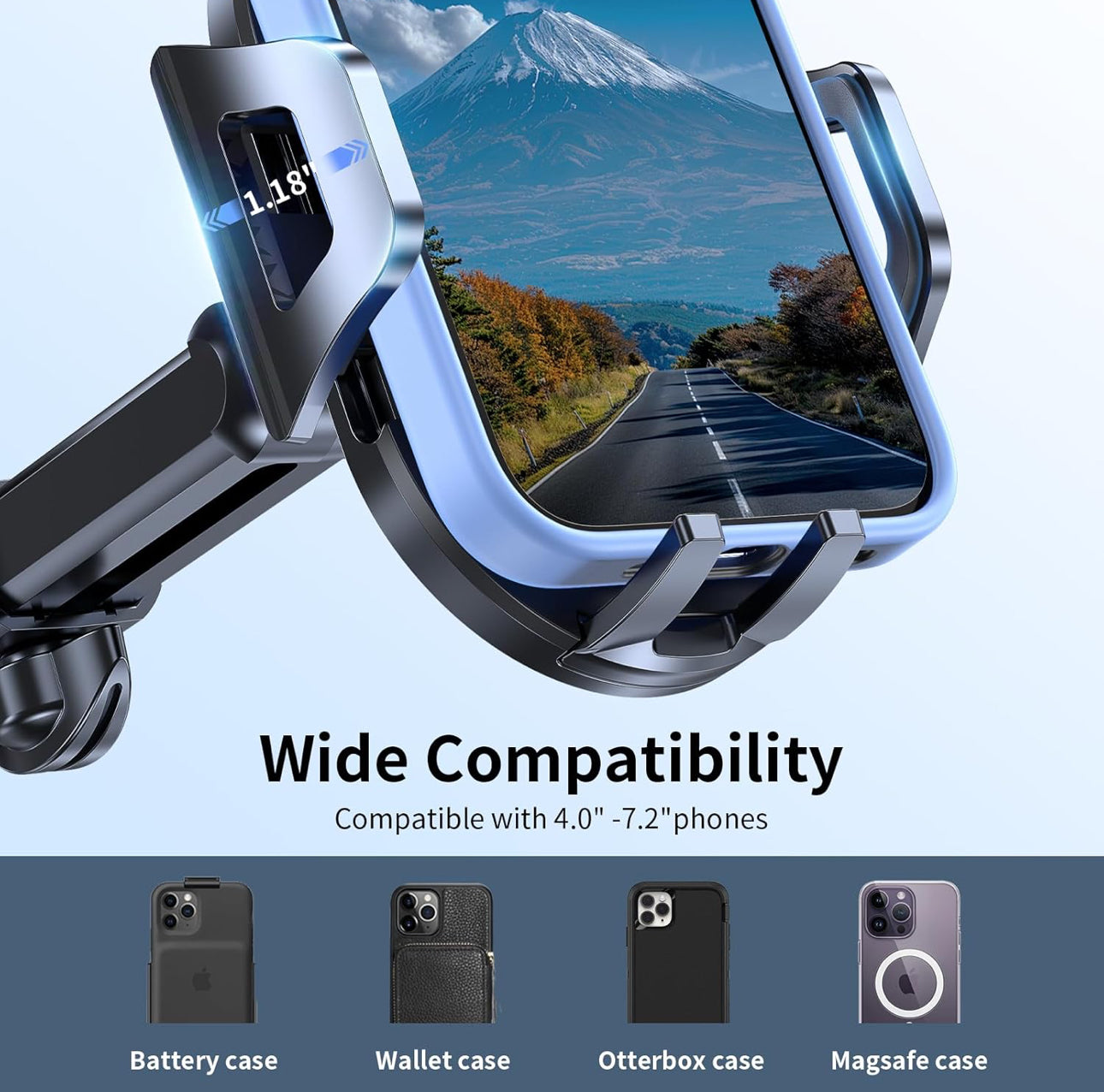 Upgraded Car Phone Holder for Car, Car Phone Holder, Hands-free Holder, Universal Dashboard Windshield, Compatible with iPhone, Samsung,
