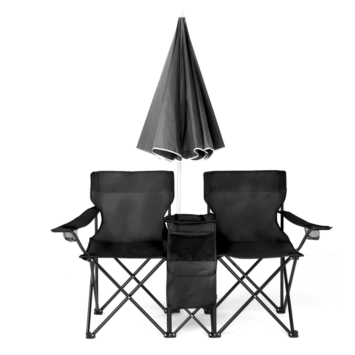 Black Fishing Chair Iron Bracket Oxford Cloth 85kg With Sunshade