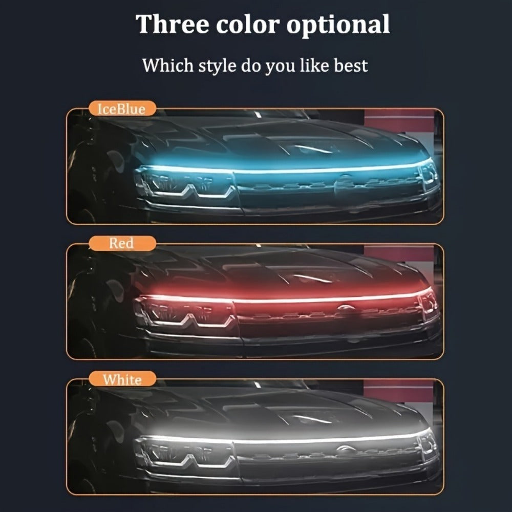 Upgrade Your Vehicle With A Universal 12V, 10W Start-Scan Car LED Hood Light White 70In Dynamic Daytime Running Light