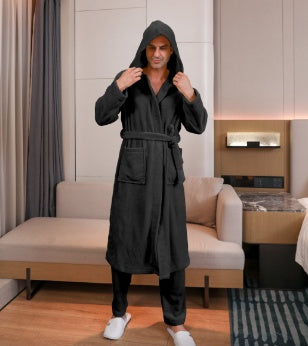 Conjunto de bata de terciopelo de fibra para hombre