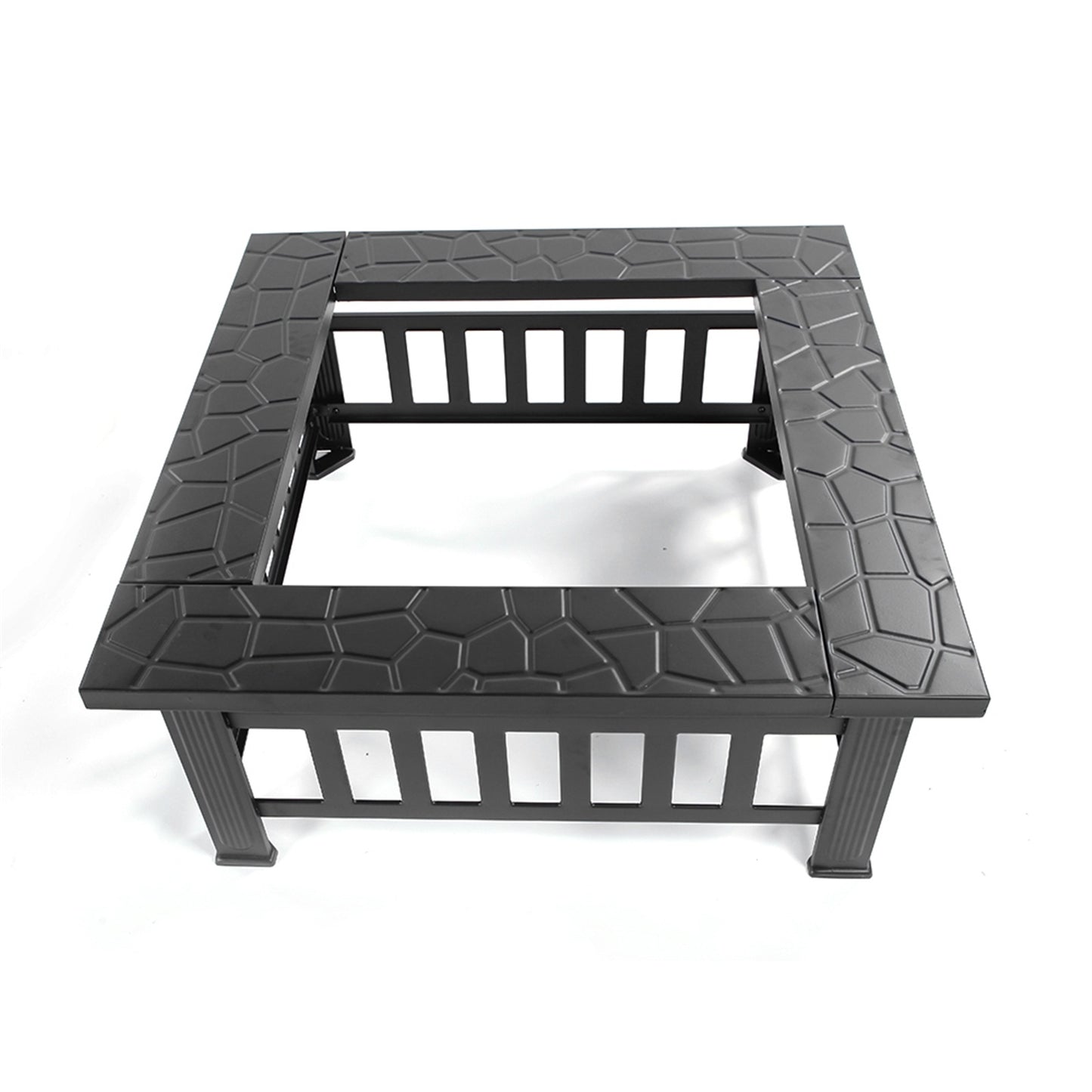 32 Inch Wrought Iron Square Black Firewood Brazier