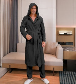Conjunto de bata de terciopelo de fibra para hombre