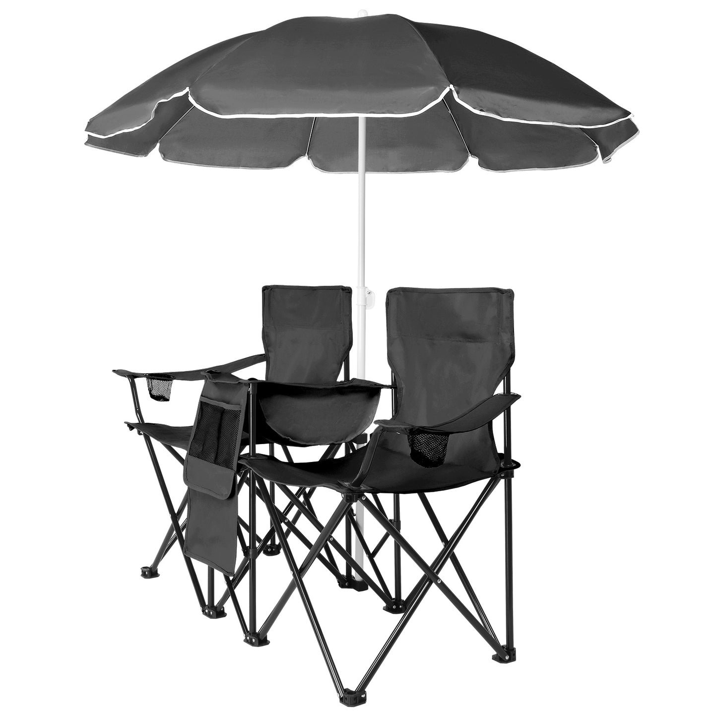 Black Fishing Chair Iron Bracket Oxford Cloth 85kg With Sunshade