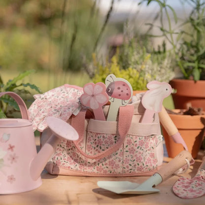 Wooden Kids Gardening Tool Set with Watering Can and Gloves